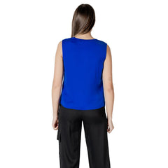 Blue Polyester Tank Tops