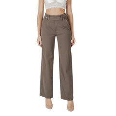 Brown Viscose Casual Pants