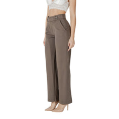 Brown Viscose Casual Pants