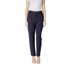 Blue Viscose Casual Pants