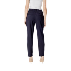 Blue Viscose Casual Pants