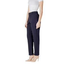 Blue Viscose Casual Pants