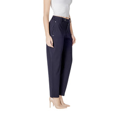 Blue Viscose Casual Pants