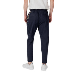 Blue Cotton Casual Pants