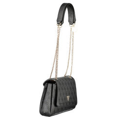 Black Polyurethane Women Handbag