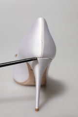 White Crystals Peep Toe Satin Pumps Shoes