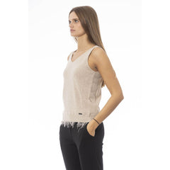 Beige Wool Women Top