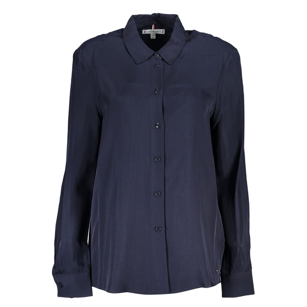 Blue Viscose Women Shirt