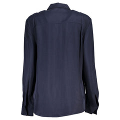 Blue Viscose Women Shirt