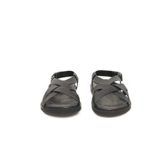 Black Leather Men Sandal