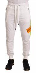 White Cotton Logo Patch Sweatpants Jogging Pants
