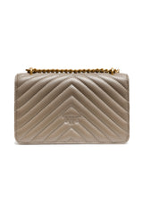 Gray Leather Love One Mini Shoulder Bag