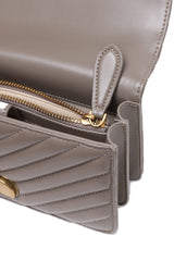 Gray Leather Love One Mini Shoulder Bag