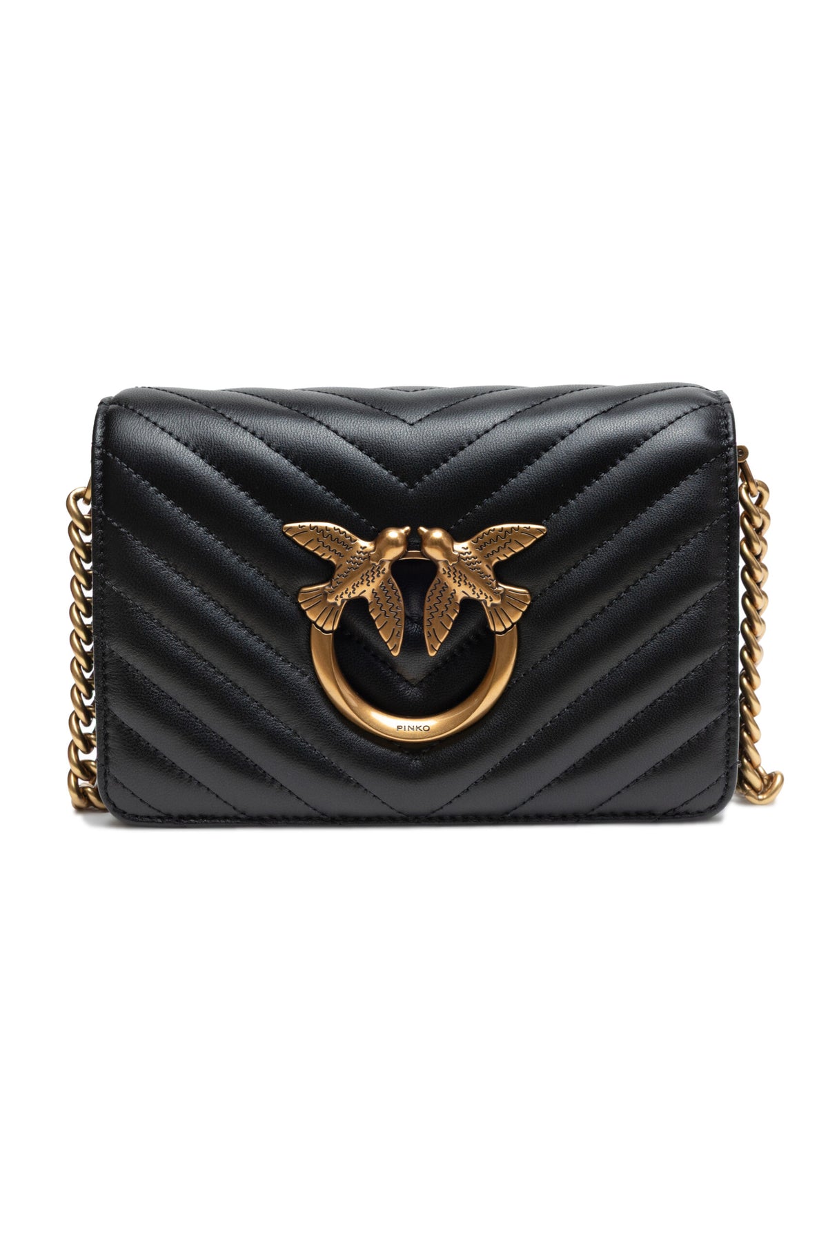 Black Leather Love Click Mini Shoulder Bag