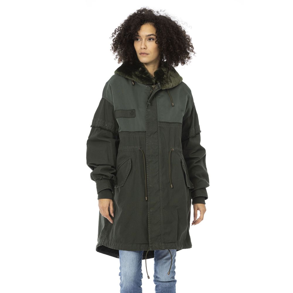 Green Cotton Women Parka