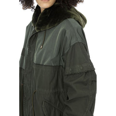 Green Cotton Women Parka