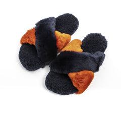 Blue Rabbit Fur Women Sandal