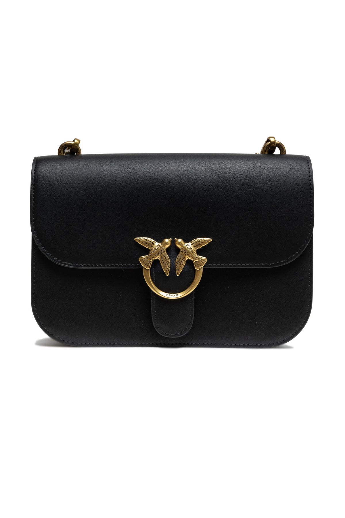 Black Leather Love Bell Classic Shoulder Bag