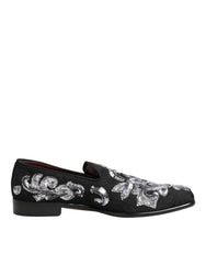 Black Silver Sequined Loafers Men Dress Shoes