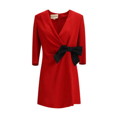 Short Silk Dress with Bow