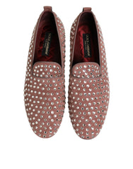 Pink Suede Crystals Loafers Men Dress Shoes