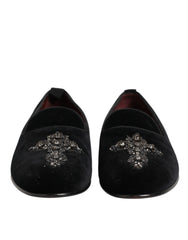 Black Cross Embellished Slip On Loafers Dress Shoes