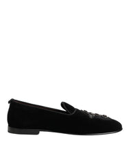 Black Cross Embellished Slip On Loafers Dress Shoes