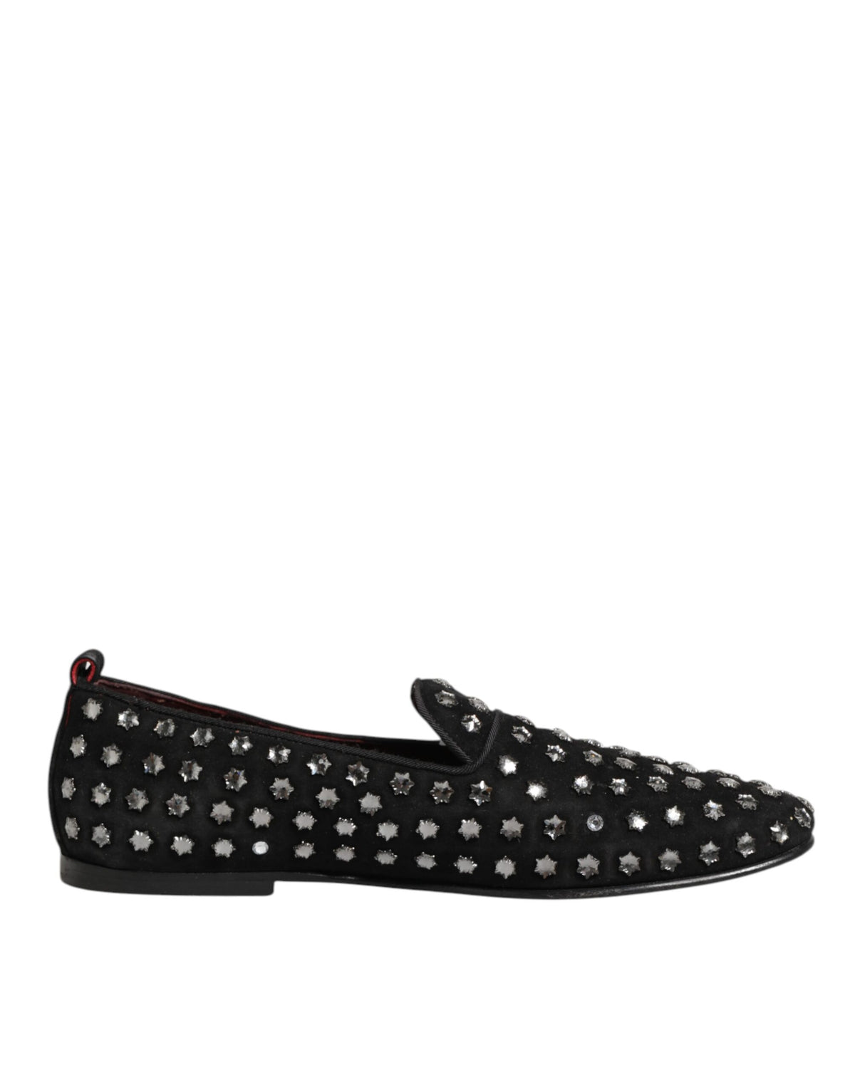 Black Crystal Embellished Loafers Dress Shoes