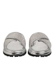 Silver Strass Slides Flats Slippers Shoes