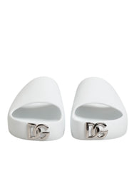 White Logo Slides Sandals Men Beachwear Shoes