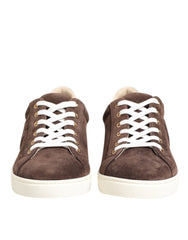 Brown Suede Leather Low Top Men Sneakers Shoes