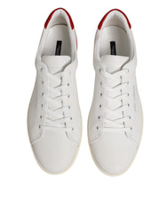 White Red Leather Low Top Men Sneakers Shoes