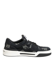 Blue Cotton Denim Logo Low Top Sneakers Shoes