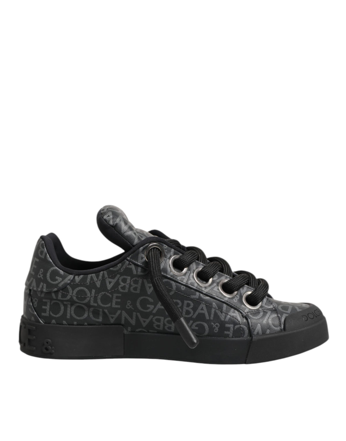 Black Cotton Denim Logo Low Top Sneakers Shoes