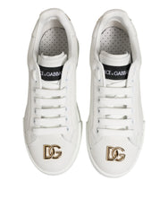 White DG Leather Low Top Sneakers Shoes