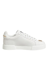 White DG Leather Low Top Sneakers Shoes
