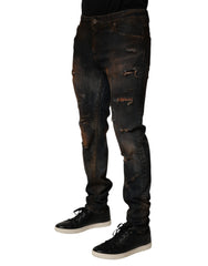Black Cotton Skinny Tattered Men Denim Jeans