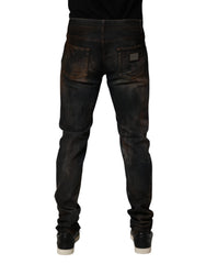 Black Cotton Skinny Tattered Men Denim Jeans