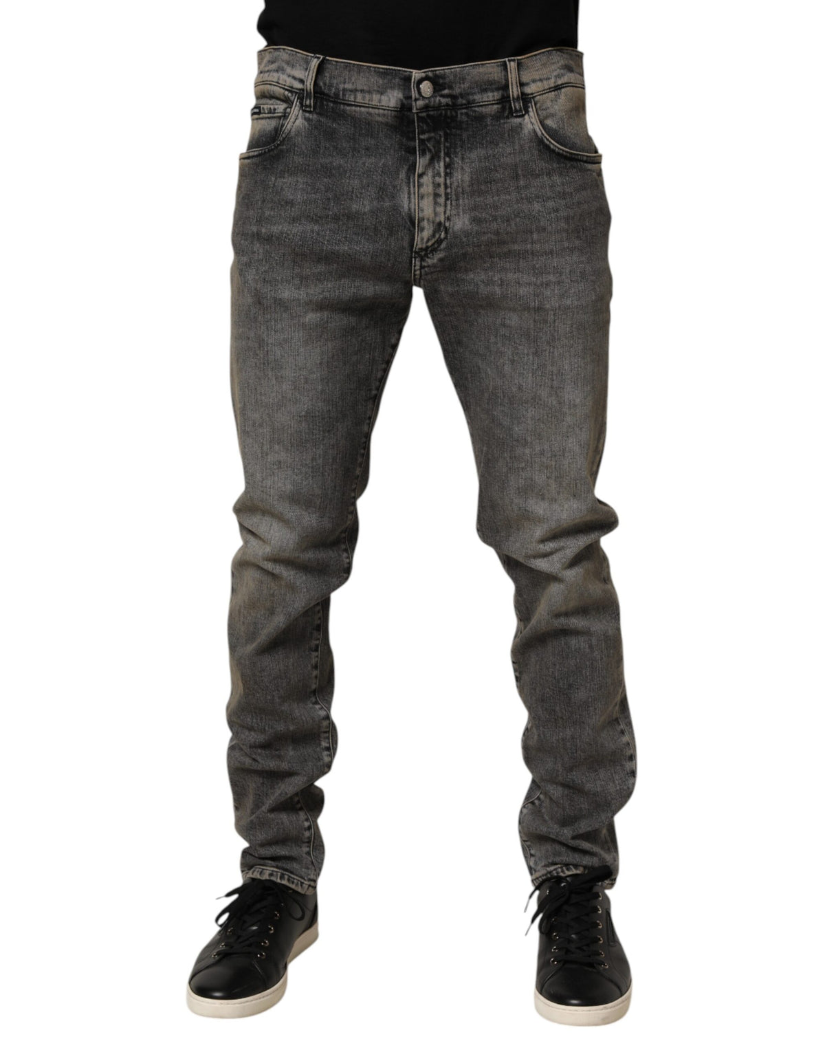 Gray Cotton Stretch Slim Fit Men Denim Jeans