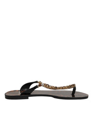Black Crystals Flats Sandals Beachwear Shoes