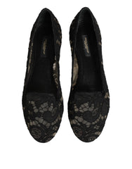 Black Taormina Lace Slip On Flats Shoes