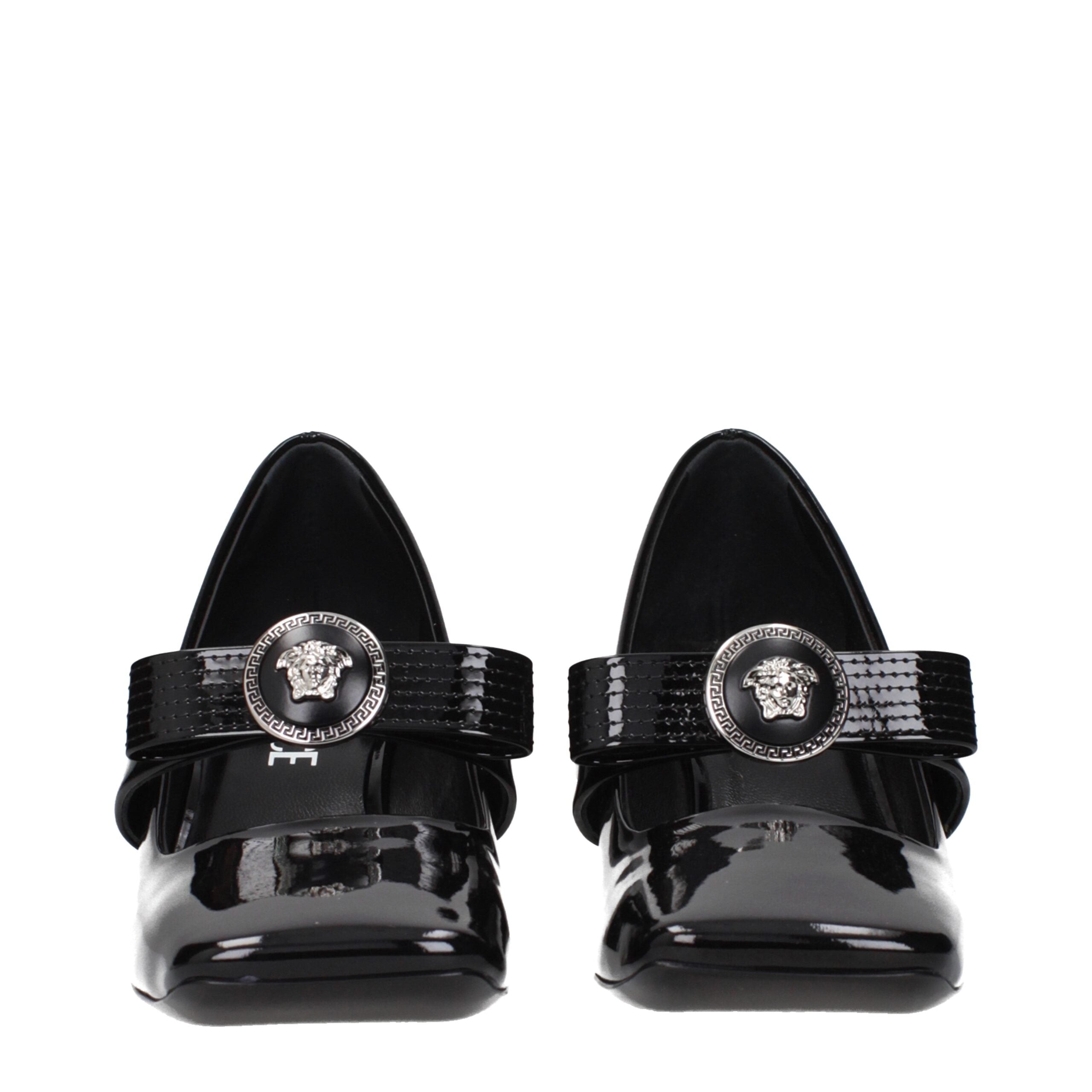 Black Leather Mid Heel Pumps