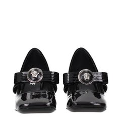 Black Leather Mid Heel Pumps