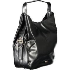 Black Polyurethane Women Hobo Bag