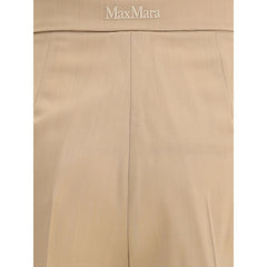 Beige Fleece Wool Casual Pants