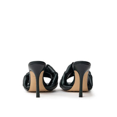 Green Leather Stiletto Heel Sandals