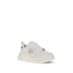 White Polyester Athletic Sneakers