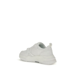 White Polyester Athletic Sneakers