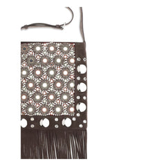 حقيبة كتف جلدية بنية اللون