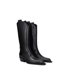 Black Leather High Heel Boots